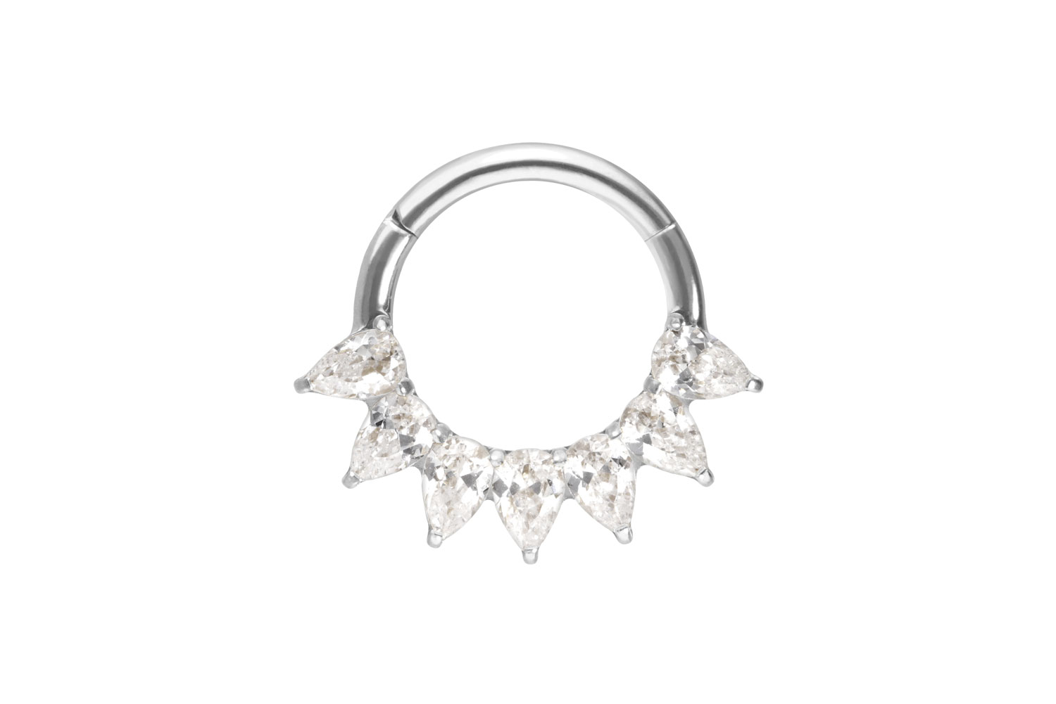 Titan Segmentring Clicker Piercing 7 EINGEFASSTE KRISTALLTROPFEN